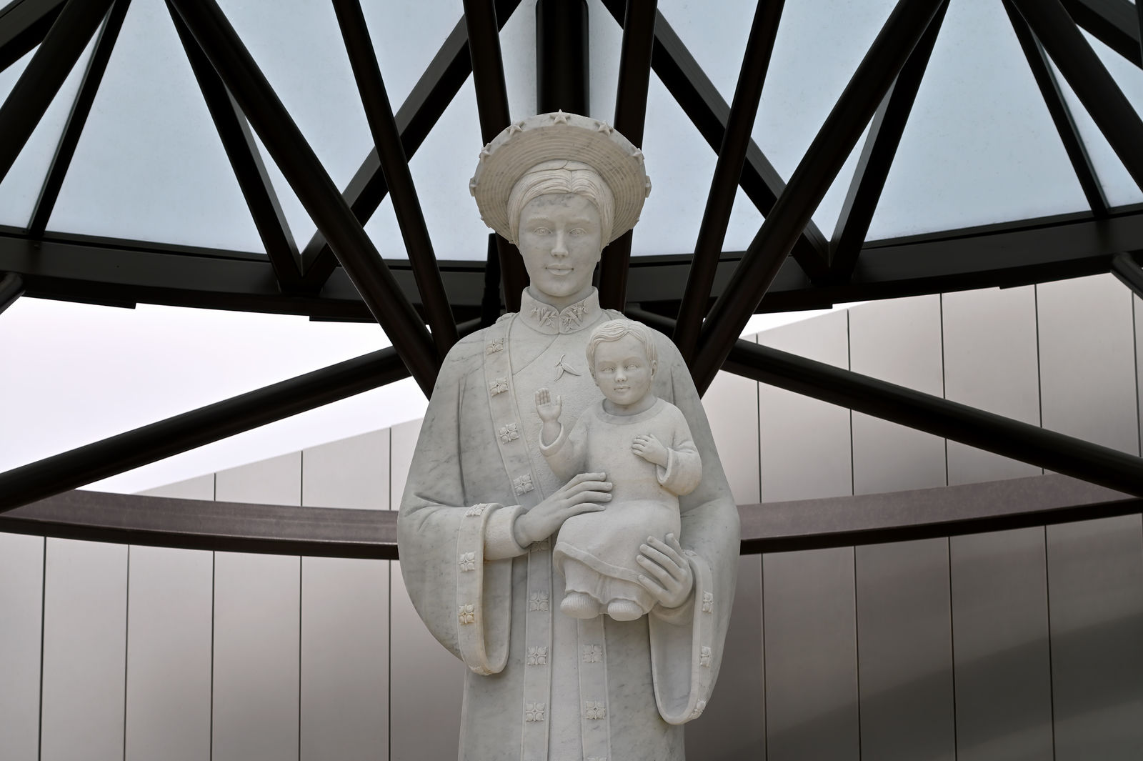 The Our Lady of La Vang statue depicts the Virgin Mary, with Baby Jesus in her arms, as they are believed to have appeared in a 1798 Marian apparition in Vietnam. The Diocese of Orange and Christ Cathedral unveiled the shrine before thousands of supporters during an elaborate July 17 solemn blessing day that included a Mass, processional and live entertainment. Photo courtesy Diocese of Orange.