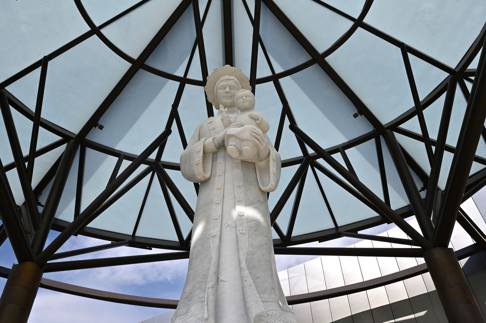 The Our Lady of La Vang Shrine, with a canopy-like design, was designed to evoke the remote rainforest setting of the 1798 Marian apparition. Photo courtesy Diocese of Orange.